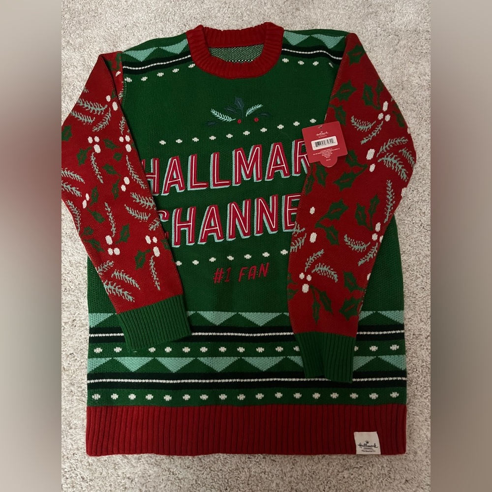 Size Small Unisex Red and Green Hallmark Christmas Sweater